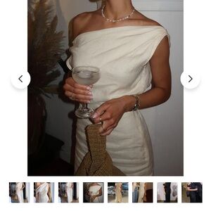 NEW linen off shoulder dress white